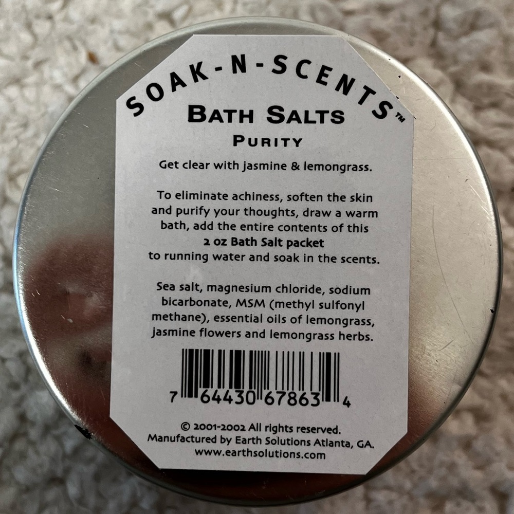 Earth Solutions "Get Clear w/Jasmine&Lemongrass" Purity Soak-n-Scent Bath Salts - Picture 5 of 5